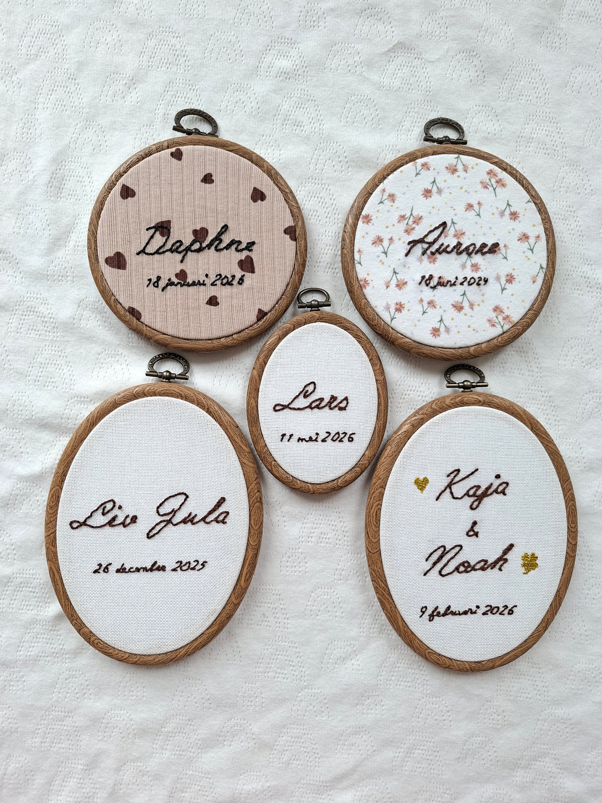 Geboorteborduurwerk van babykleding of linnen